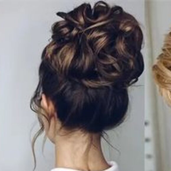 Messy Bun Hair Piece Updo Scrunchies Synthetic Hair Extensions Dark Rich Brown - Picture 2 of 5